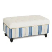 Eastern Accents As Shown in Picture Striped & Tufted White Fabric + Espresso Stain Solid Wooden Legs