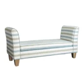 Eastern Accents As Shown in Picture Belafonte Spring Fabric & Bray Lagoon Piping + Wooden Legs in Natural