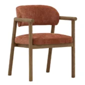 Dovetail Eloisa Armchair Clay Textured Chenille Fabric / Natural Ash Wood