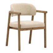 Dovetail Eloisa Armchair Sand Textured Chenille Fabric / Natural Ash Wood