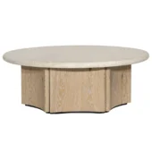 Dovetail Oja Coffee Table Cream Marble Top & Natural Wash Oak Wood Base