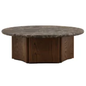 Dovetail Oja Coffee Table Emperador Marble Top & Dark Brown Oak Wood Base