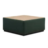 Eastern Accents As Shown in Picture Dorian Saddle Faux Leather & Feeny Forest Fabric with Gold Brush Nailheads + Wooden Base