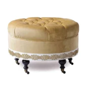 Eastern Accents As Shown in Picture Gold Velvet with Metallic Trim + Espresso Legs