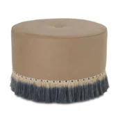 Eastern Accents As Shown in Picture Brisa Sand Linen Fabric with Bullion Fringe + Matte Espresso Solid Wooden Casters