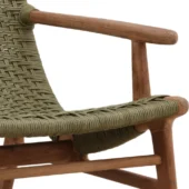 Dovetail Vertis Outdoor Lounge Chair Green Synthetic Rope / Natural Teak Wood