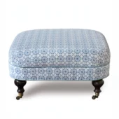 Eastern Accents As Shown in Picture Pasha Sky Fabric with Neyda Sky Piping + Espresso Solid Wooden Legs