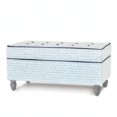 Eastern Accents As Shown in Picture Dabney Blue Fabric with Breeze Indigo Piping + Limestone Wooden Legs