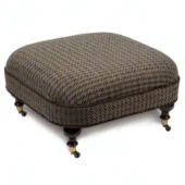 Eastern Accents As Shown in Picture Houndstooth Fabric with Broward Cocoa Piping + Espresso Solid Wooden Legs & MatteBrass Casters