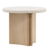Dovetail Oja Side Table Cream Marble Top & Natural Wash Oak Wood Base
