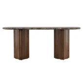 Dovetail Oja Console Emperador Marble Top & Dark Brown Oak Wood Base