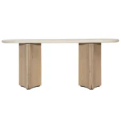 Dovetail Oja Console Cream Marble Top & Natural Wash Oak Wood Base