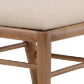 Dovetail Reuben Chair Beige Basketweave Fabric / Dark Brown Rubber Wood