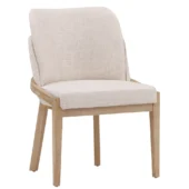 Dovetail Jacquelyn Chair Off White Linen Fabric / Light Natural Elm Wood