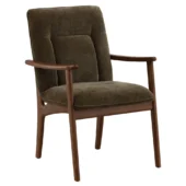 Dovetail Talesa Armchair Moss Olive Velvet Fabric / Brown Rubber Wood