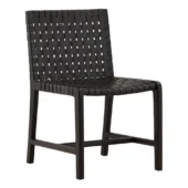 Dovetail Benson Chair Black Leather / Black Teak Wood