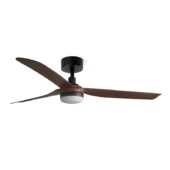 Faro Barcelona As Shown in Picture Matt Black Steel Structure + Walnut ABS Blades + Opal Glass Diffuser