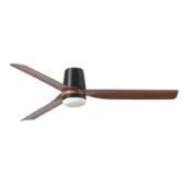 Faro Barcelona As Shown in Picture Matt Black Steel Structure + Walnut ABS Blades - Opal Glass Diffuser - Tub