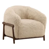 Dovetail Finish Cream + Faux Fur Fabric and Rubber Wood