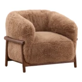 Dovetail Finish Brown + Faux Fur Fabric and Rubber Wood