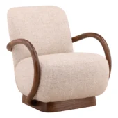 Dovetail Finish Fawn + Tweed Fabric and Mindi Wood
