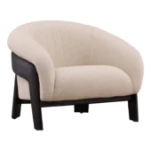 Dovetail Finish Oatmeal + Chenille Fabric and Mindi Wood
