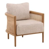 Dovetail As Shown in Picture Fawn + Tweed Fabric, Mindi Wood and Rattan
