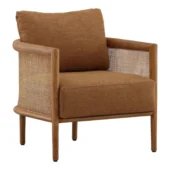 Dovetail As Shown in Picture Brown + Plain Woven Fabric, Mindi Wood and Rattan