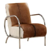 Dovetail Finish Silver Frame + Genuine Goat Hide with Steel Frame and Teak Wood Armrests