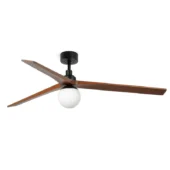 Faro Barcelona As Shown in Picture Matt Black Steel Structure + Dark Walnut Pine Wood Blades + Opal Glass Diffuser - Size L
