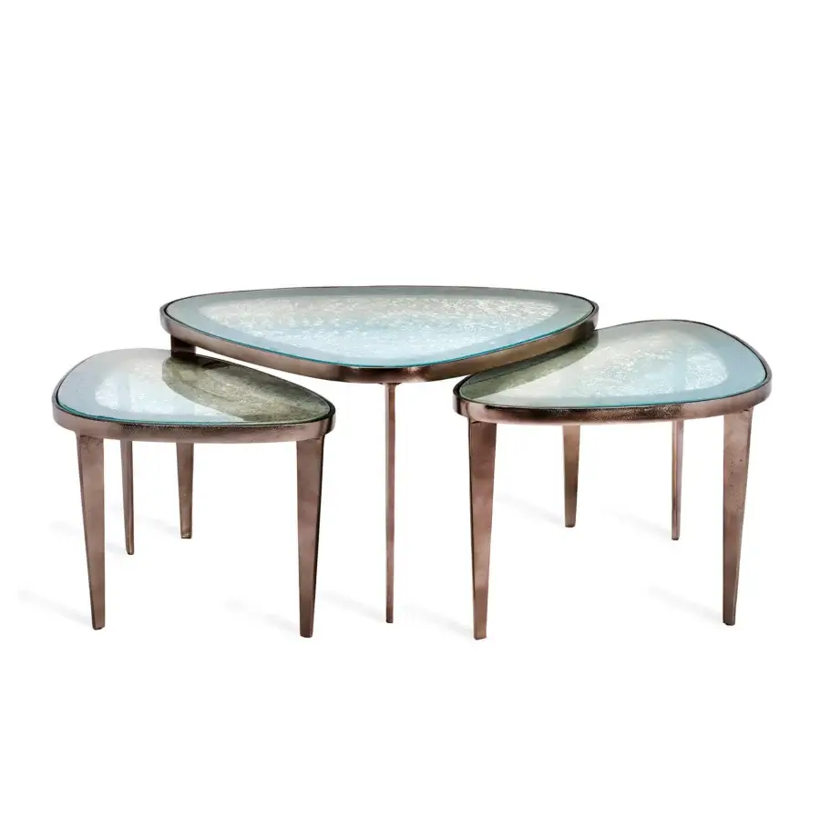 Interlude Home Jan Coffee Table Set - Blue/Grey #2