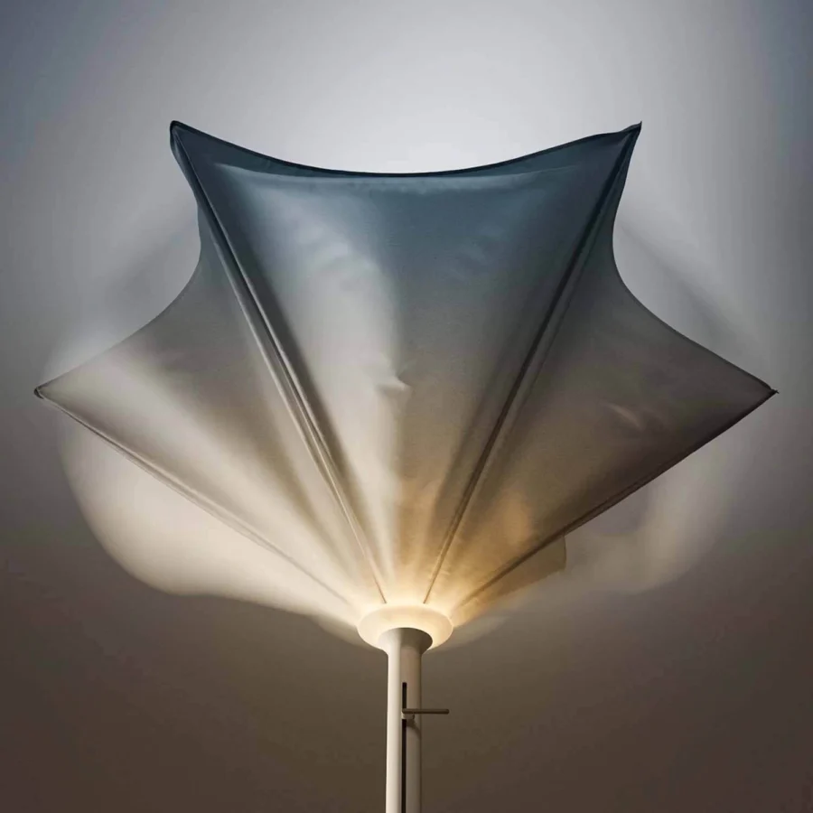 Captivating Royal Botania Anamon sunshade crafted with muted gray textile and satin-finish metal support offering integrated warm white lighting