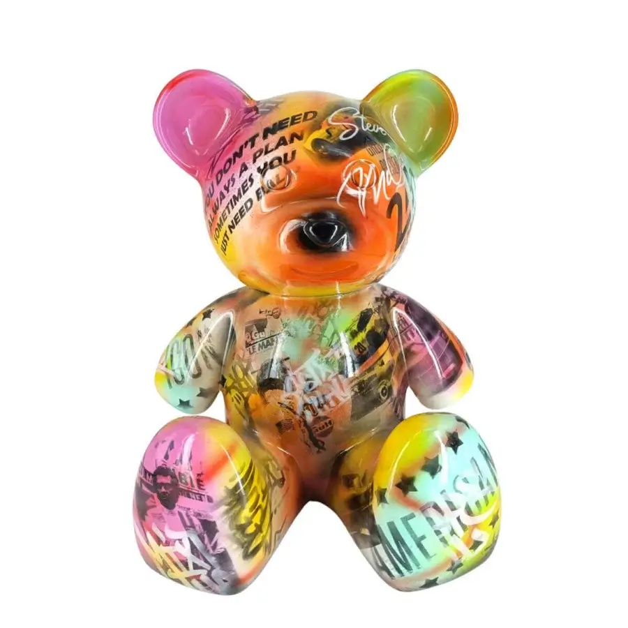 Exclusive Juliarte Teddy 24h Le Mans sculpture crafted in fiberglass and stone powder with a glossy, translucent pink finish