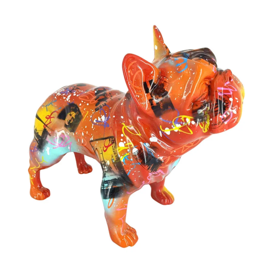 Exclusive Juliarte French Bulldog City Graf sculpture crafted from stone powder and fiber glass with glossy graffiti design