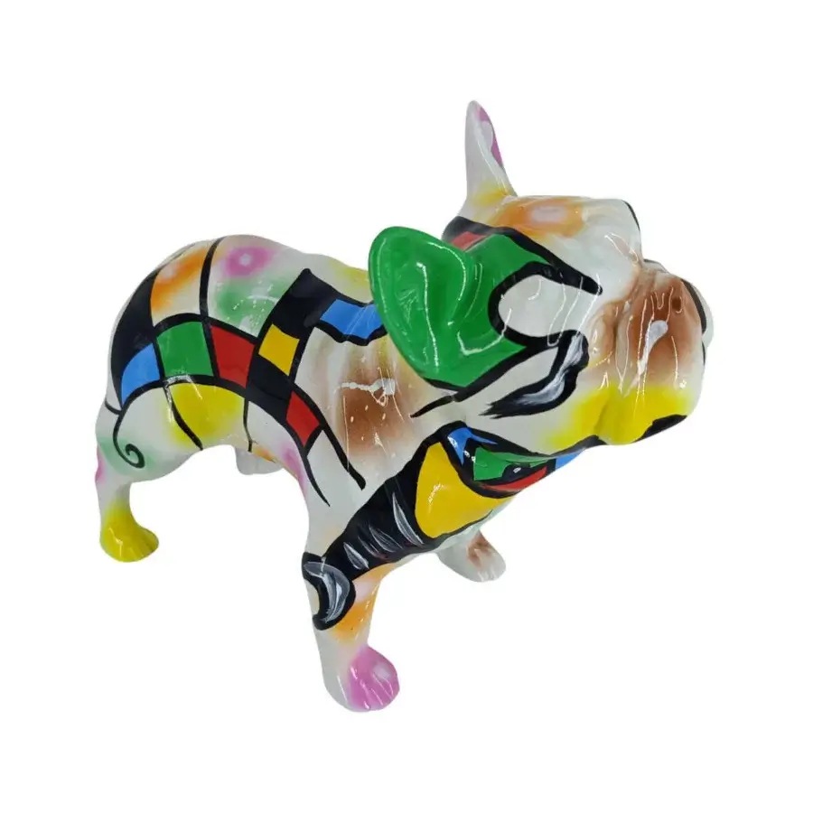 Exceptional Juliarte French Bulldog - Miró II sculpture crafted from stone powder and fiberglass with a glossy surface