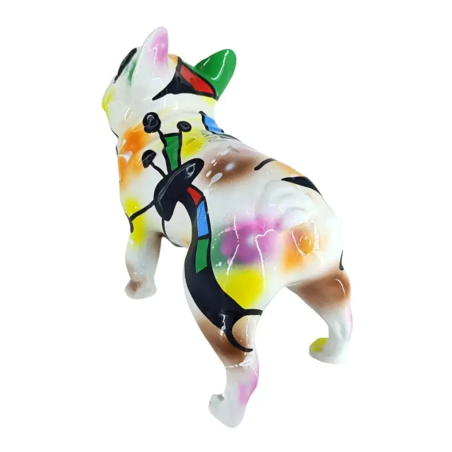 Exclusive Juliarte French Bulldog - Miró II sculpture in stone powder and fiberglass with hand-painted mosaic colors