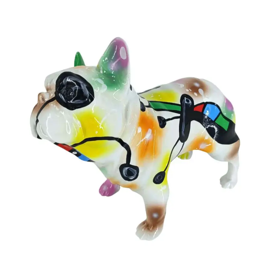 Superior Juliarte French Bulldog - Miró II sculpture in stone powder and fiber glass with glossy coloration