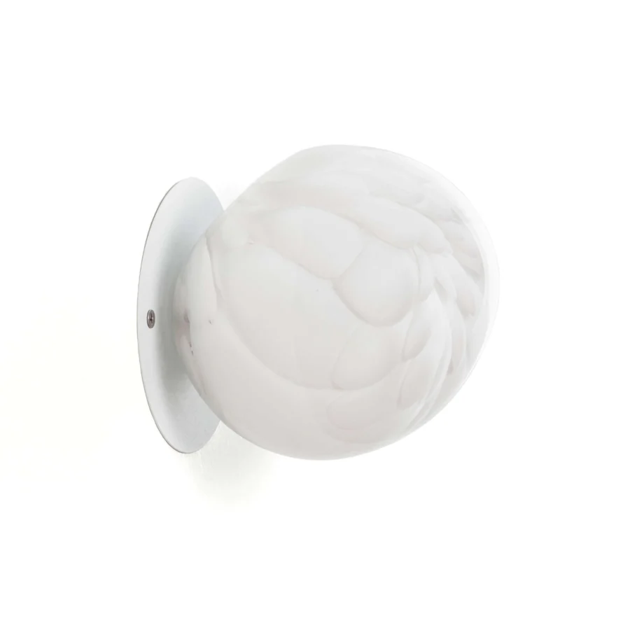 Distinguished Bocci 118 wall/ceiling lamp with dozens of feather-like opal glass forms built upon a brass finish base