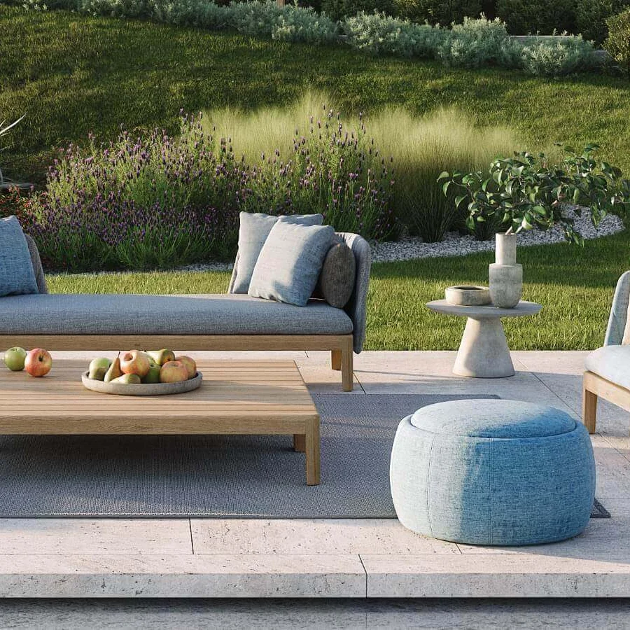 Elegant Royal Botania Conix side table with a round concrete top and conical fibre-reinforced Ductal® concrete base, polished for resilience