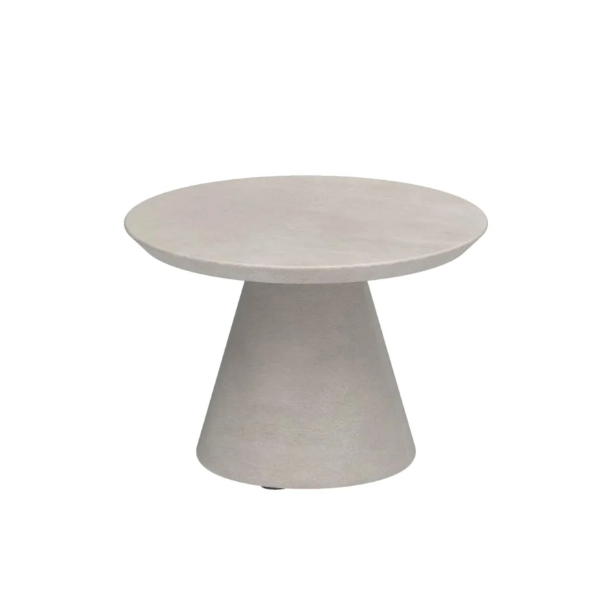 Distinguished Royal Botania Conix side table with conical base and round top in polished neutral gray fibre-reinforced Ductal® concrete