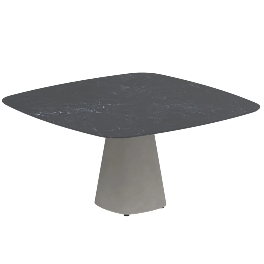 Distinguished Royal Botania Conix table with dark gray concrete top and conical fibre-reinforced Ductal® concrete base, polished for durability
