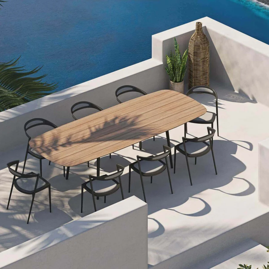 Superior Royal Botania Styletto chair with ergonomic curves and light gray cushion in aluminum frame