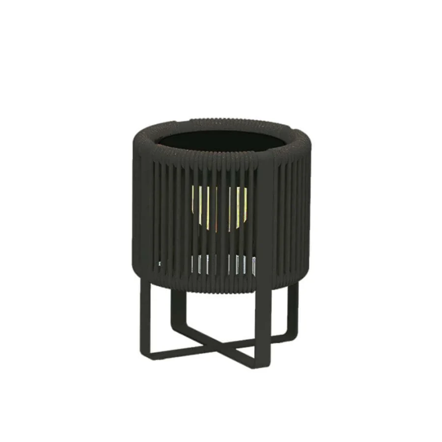 Distinguished Royal Botania Ropy table lamp with anthracite coated aluminum frame and bronze polyolefin rope lampshade