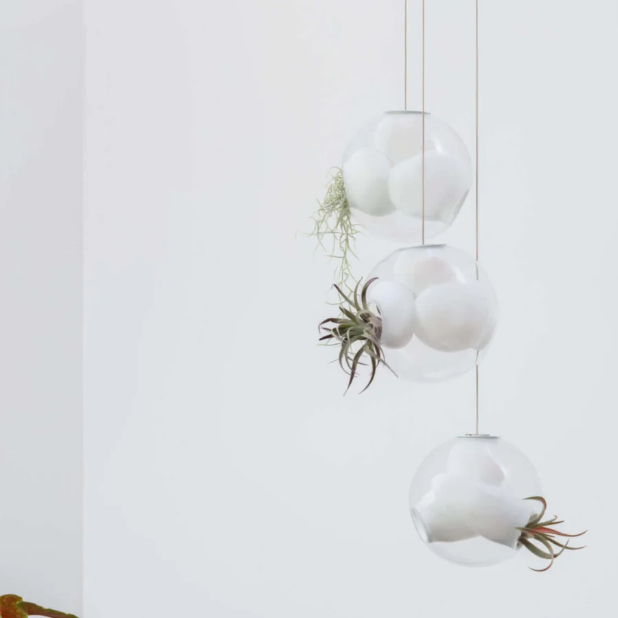 Distinguished Bocci 38V Suspension Lamp with clear glass exterior and milk white interior, crafted in a gel-filled environment