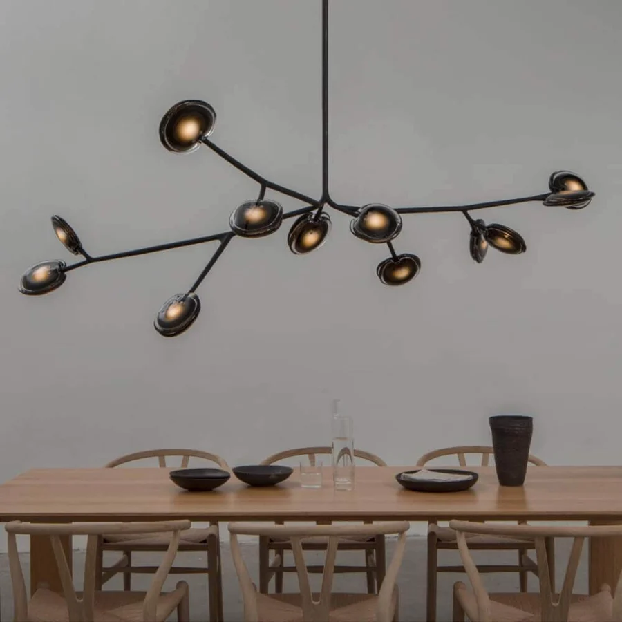 Sophisticated Bocci 16 Armature ceiling lamp with uniquely layered glass shades and soft-touch matt black steel armature system
