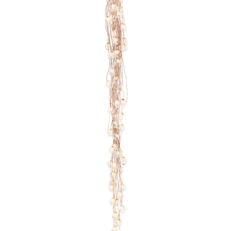 Superior Bocci 28 Copper suspension lamp crafted in clear glass with a natural copper tubing network and developing patina