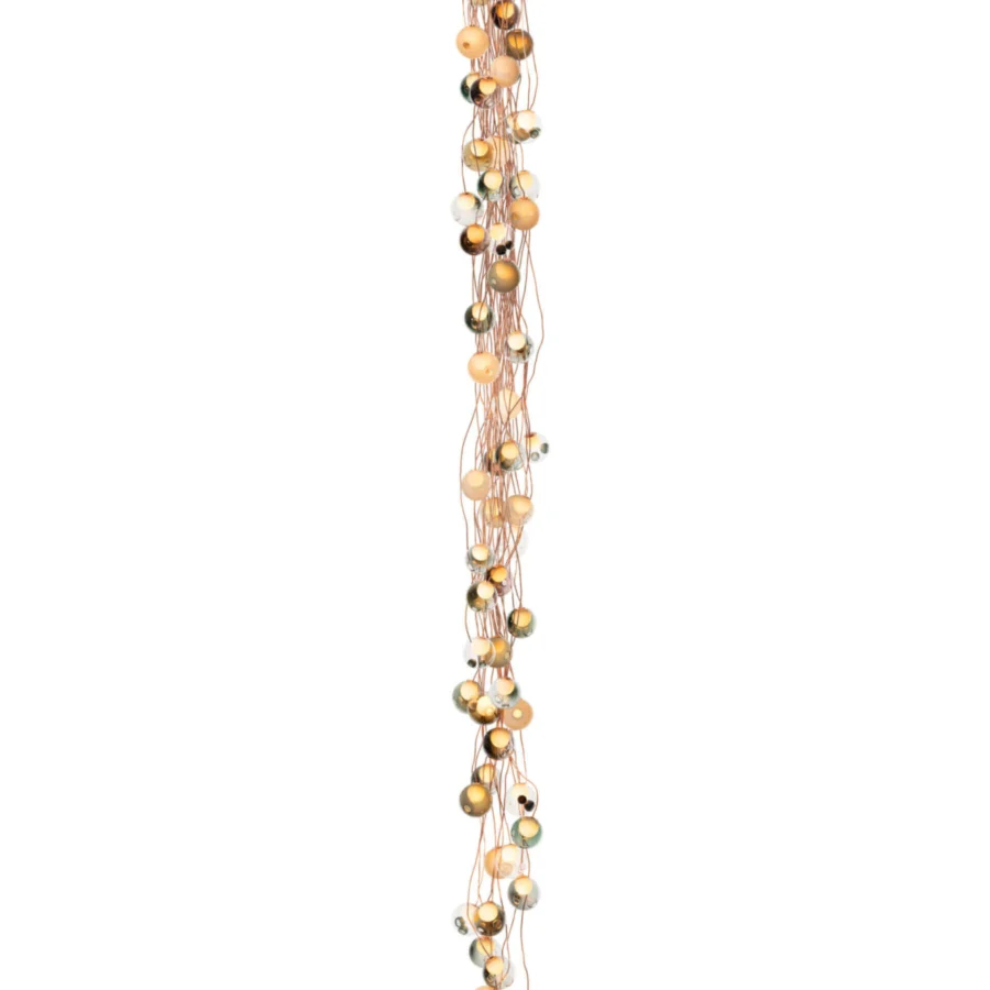 Distinguished Bocci 28 Copper suspension lamp crafted in clear glass spheres with delicate natural copper wiring and a developing patina