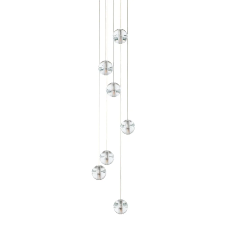 Superior Bocci 14 Random suspension lamp with articulated cast glass spheres and satin-finish metallic cables