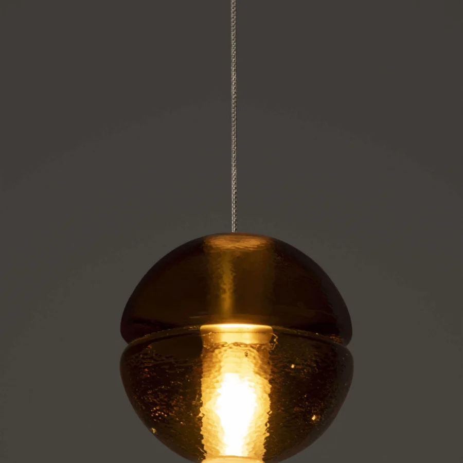 Superior Bocci 14 Single Pendant suspension lamp with golden-bronze cast glass and matte reflective finish