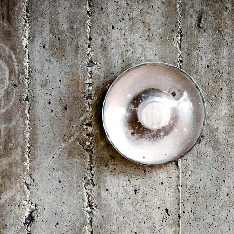 Superior Bocci 14 Surface Mount lamp with frosted cylindrical voids in cast glass and polished silver finish